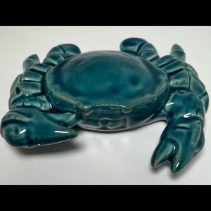 Pier 1 ceramic crab figurine - teal blue